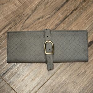 Vintage Gray Suede Woven Jewelry Travel Bag - Made In Italy